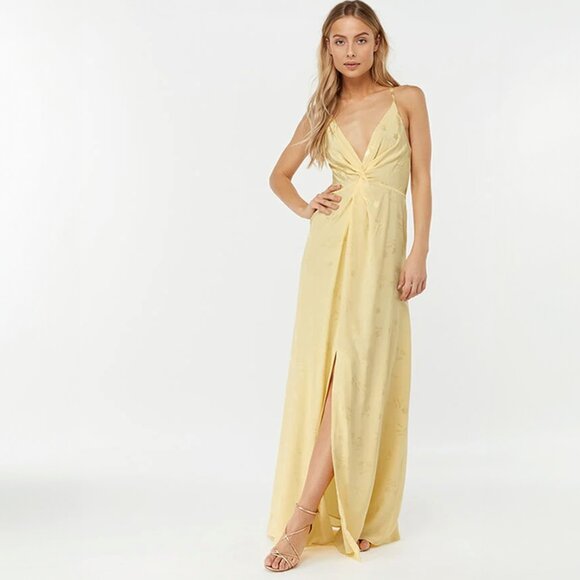 Monsoon Karlie Knot Front Jacquard Dress Yellow, size 6 - Picture 1 of 10